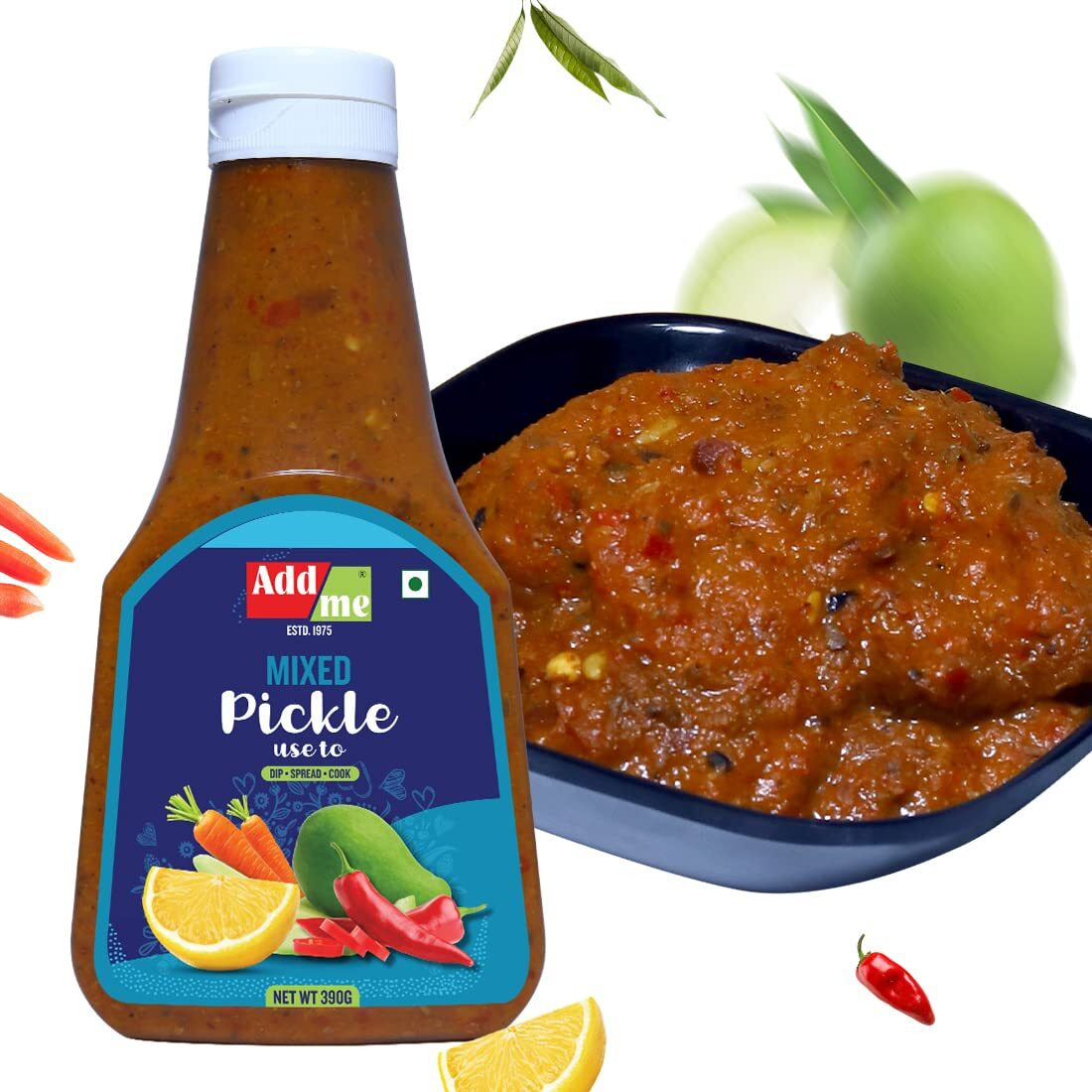 Add me Homemade Mixed Pickle Chutney 390 gm Mix achar Sauce Chutney - 390 gm