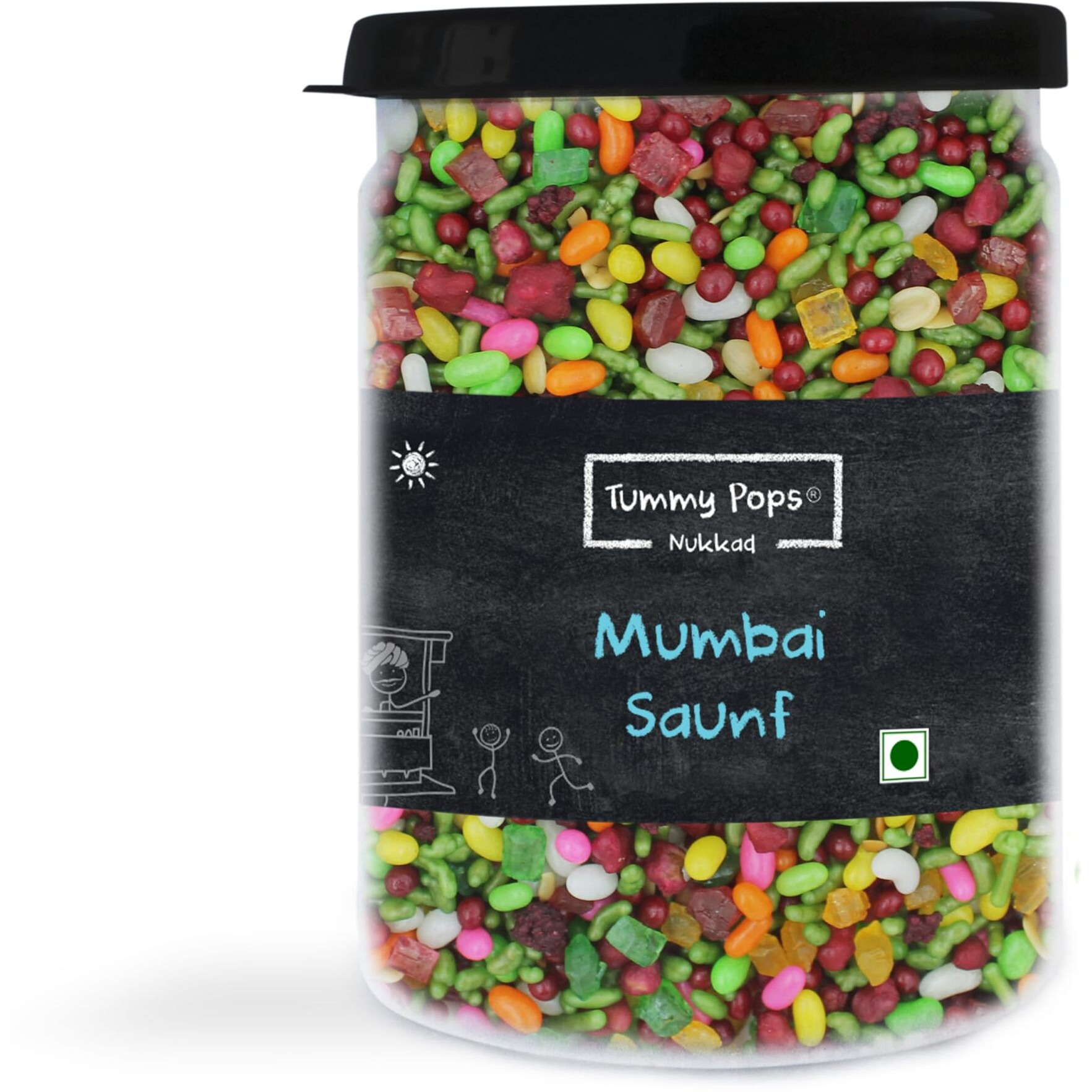 Tummy Pops | Mumbai Saunf Mix - 90gm Jar | After Meal Digestives Mukhwas Mouth Fresheners, Handmade & Sun-Dried Sweet Saunf Mouth Fresheners | Fennel Seeds Saunf Mukhwas