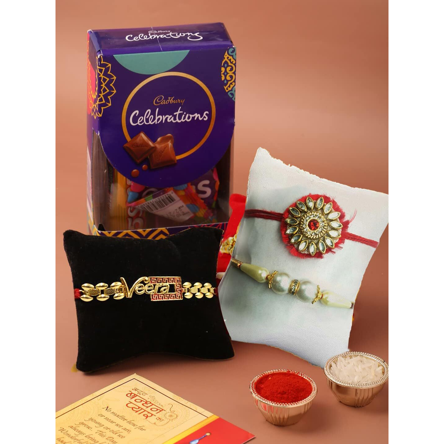 3 Rakhi For Brother With Cadbury Celebration Chocolates Gift Pack,Rakhi for Bhaiya Bhabhi Kids/Rakhi Combo For Bhai and Bhabhi,Rakshabandhan gifts Hamper for brother