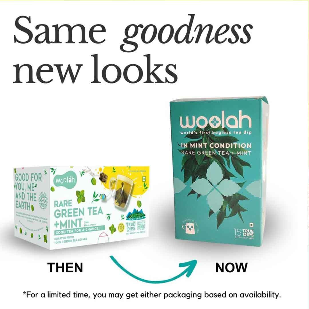Woolah Rare Assam Green Tea with Mint,Organic BAGLESS Tea Dip(15 Dips/30 Cups)100% PLASTIC Free,REVITALIZING & REFRESHING,Natural EGCG antioxidants supports WEIGHT MANAGEMENT,Skin & HEART health,80gm