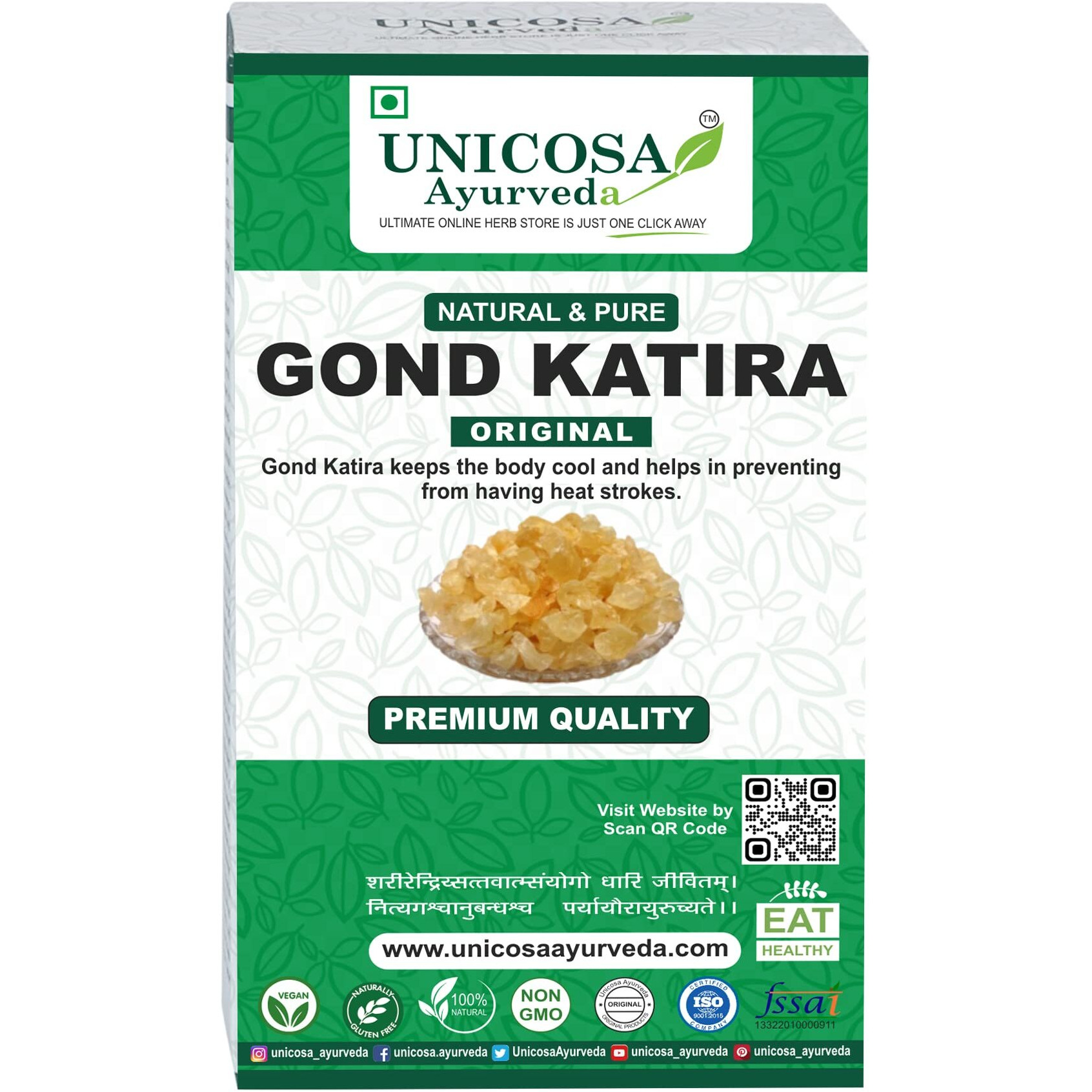 UNICOSA Ayurveda Natural Gond Katira Pure (Edible Gum) - 200gm | Tragacanth Gum | High Cooling Properties Herbal Food | Super Food