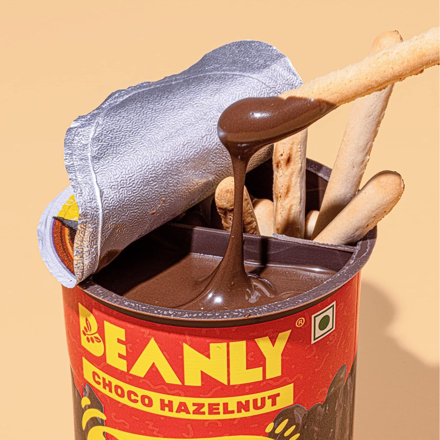 Beanly Dibs Choco-Hazelnut Spread with Breadsticks - 4 Pack Bundle (52g Each) - Rich and Decadent Flavour of Hazelnut and Chocolate - Perfect for Snacking, Topping, and Dipping (Pack of 4)