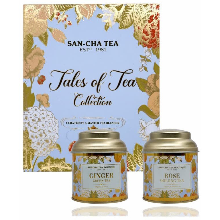 SAN-CHA Tea Boutique, Tales Of Tea Collection, Tea Gift Box, Rose Oolong Tea, Ginger Green Tea, Loose Leaf Teas, Tea Assortment, Gift Of Health, 50 Gram
