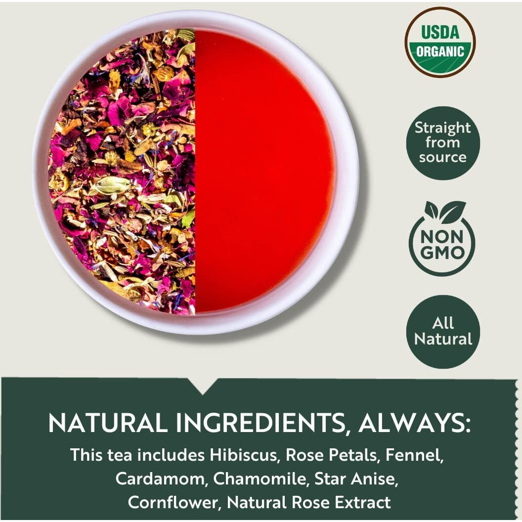 LUXMI Estates African Rose Herbal Tea 50Gm Tin (Pack Of 2) | Certified Organic Tea Loose Leaves | Hibiscus, Roses | Decaffeinated | Flavourful |100% Natural