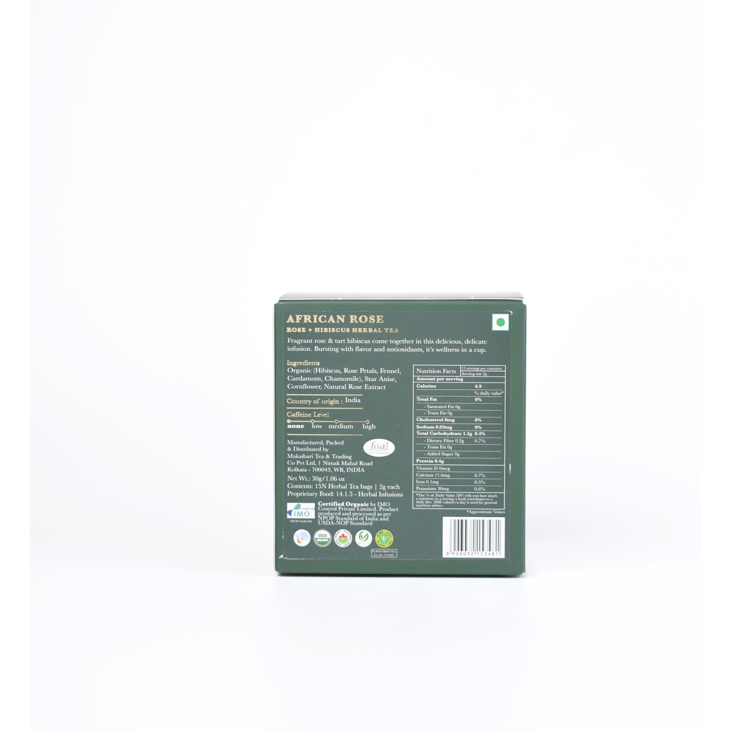 Luxmi Estates African Rose Herbal Tea 15 Tea Bags (30gm) Pack | USDA Certified Organic Tea | Hibiscus & Roses | Decaffeinated | Flavourful|100% Natural | Support A Healthy response