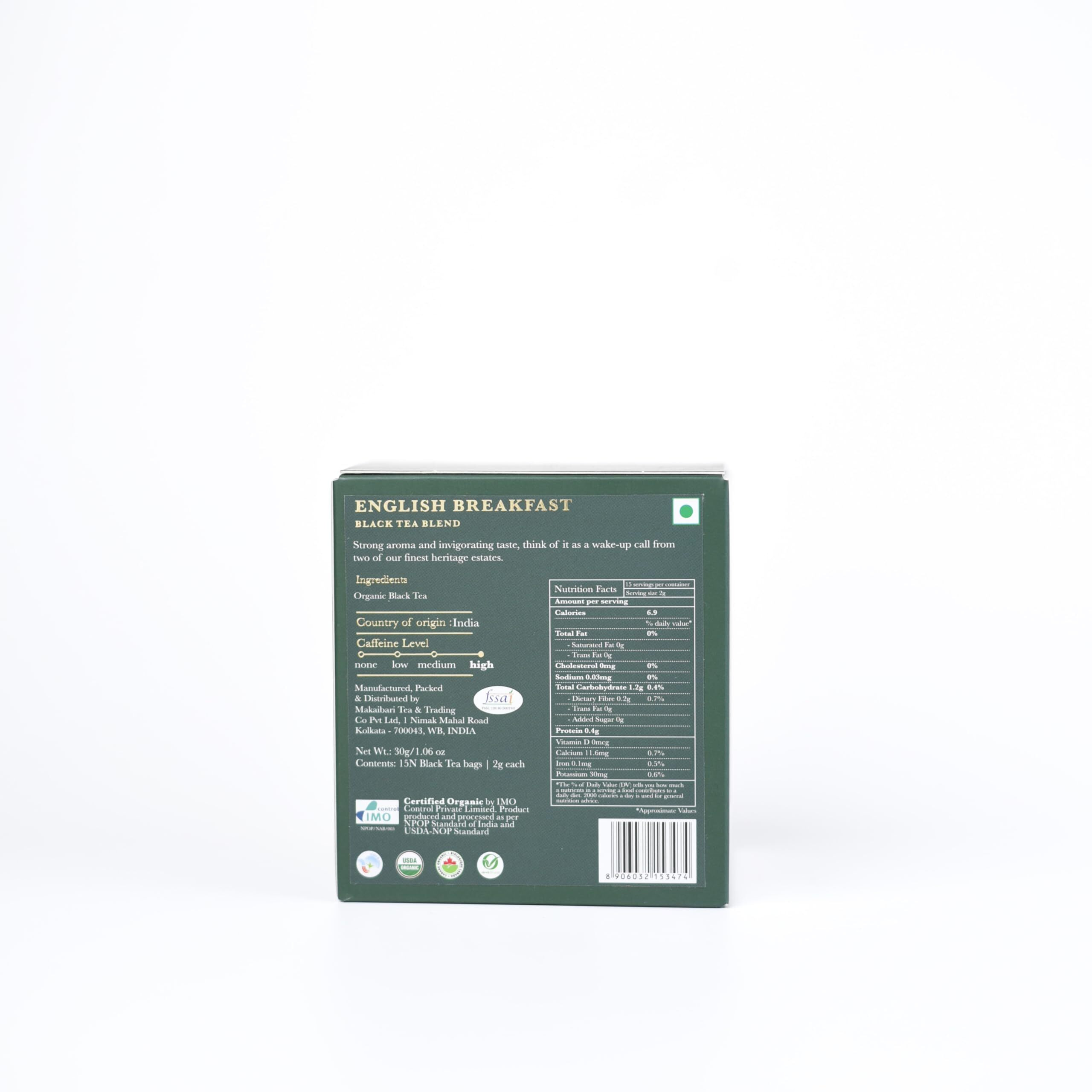 LUXMI Estates English Breakfast 15 Tea Bags (30 gram) Pack, A Tale Of Two Estates, Certified Organic Black Tea Leaf, Caffeinated, Antioxidant Rich, Darjeeling & Assam Tea