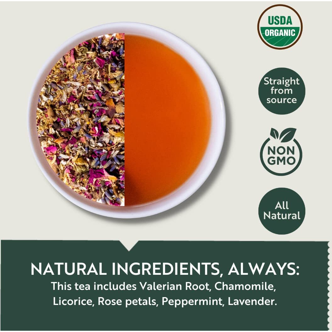 LUXMI Estates Sleep & Relaxation Tea Variety Pack (2 Pack) | Valerian Root, Rose, Hibiscus, Lavender, Chamomile | Caffeine-Free Organic Herbal Tea Bags | Stress Relief & Bedtime Comfort, 180 Gram