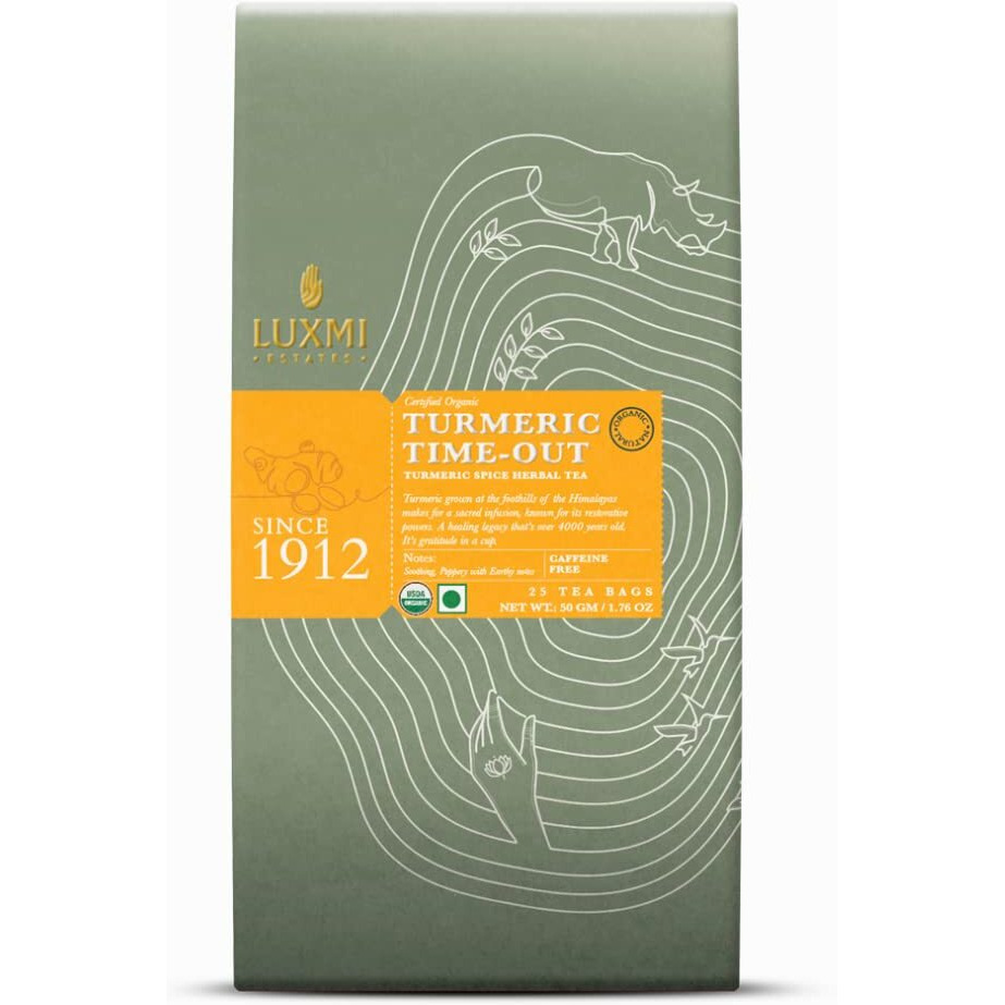 LUXMI Estates - Digestive Ease Variety Tea Bundle (2 Pack) - With Turmeric Ginger Herbal Tea, Tulsi Basil Tea | Caffeine Free - 50 Organic Herbal Tea Bags, 210 Gram