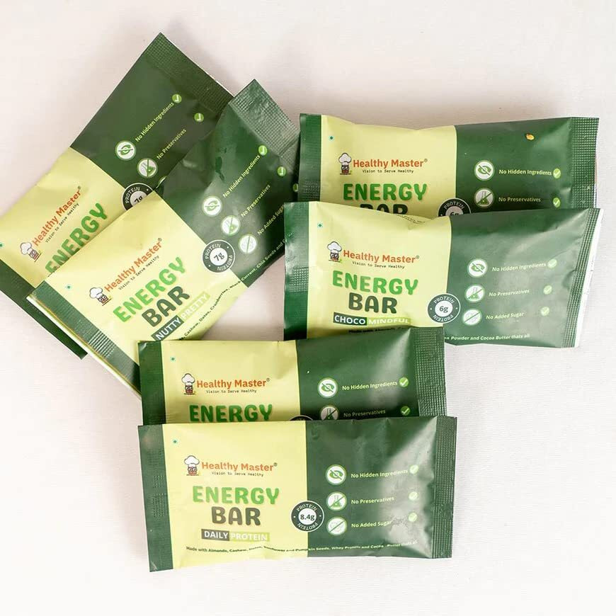 Healthy Master Energy Bars Combo (Nutty Pretty*2,Choco Mindful*2, Daily Protien*2) 40g EACH