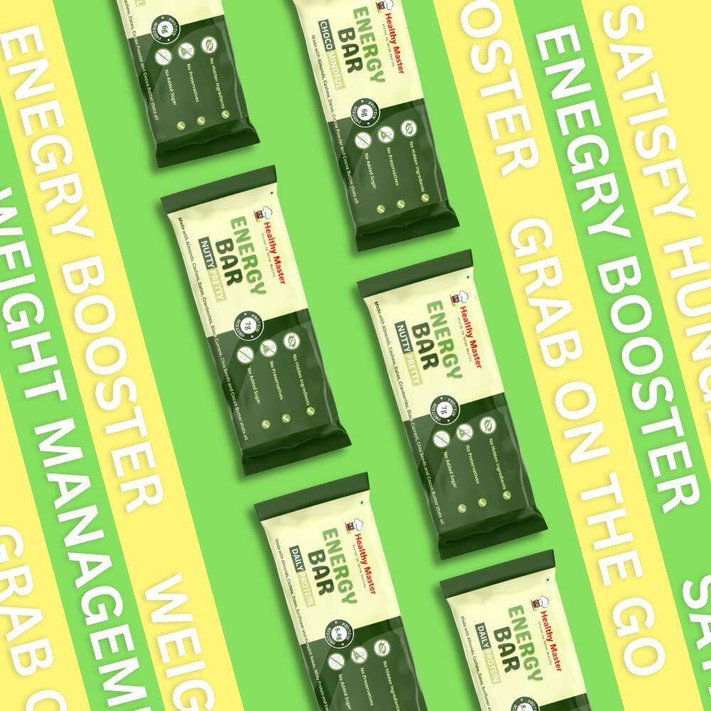 Healthy Master Energy Bars Combo (Nutty Pretty*2,Choco Mindful*2, Daily Protien*2) 40g EACH