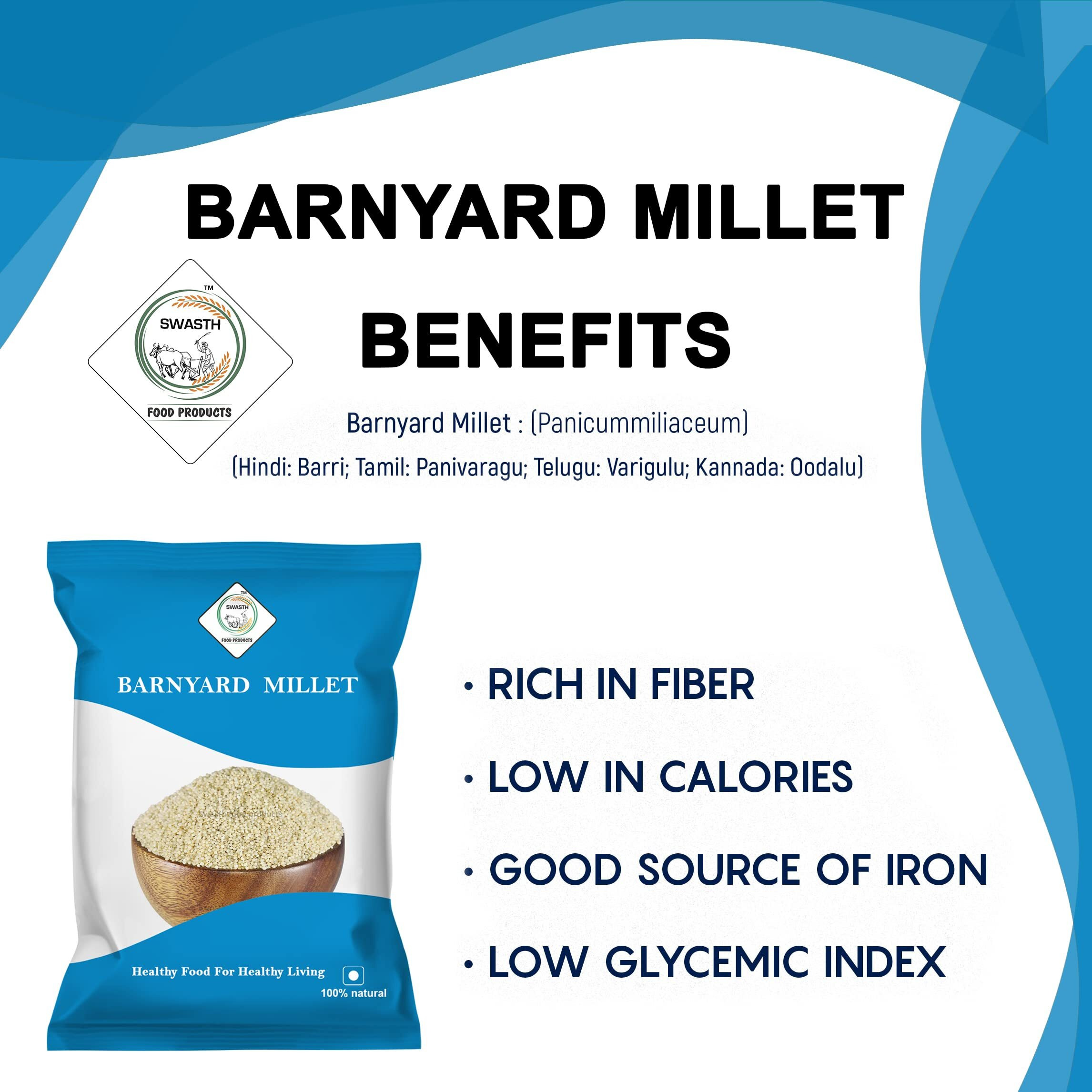 Swasth Millets 5Kg Combo Pack of 5 | Natural Grains | Unpolished Millets | Siridhanya | Little 1kg, Kodo 1kg, Foxtail 1kg, Proso 1kg, Barnyard millet1kg | Low Glycemic Index | High Protein & More Fibre than Rice|Glutenfree