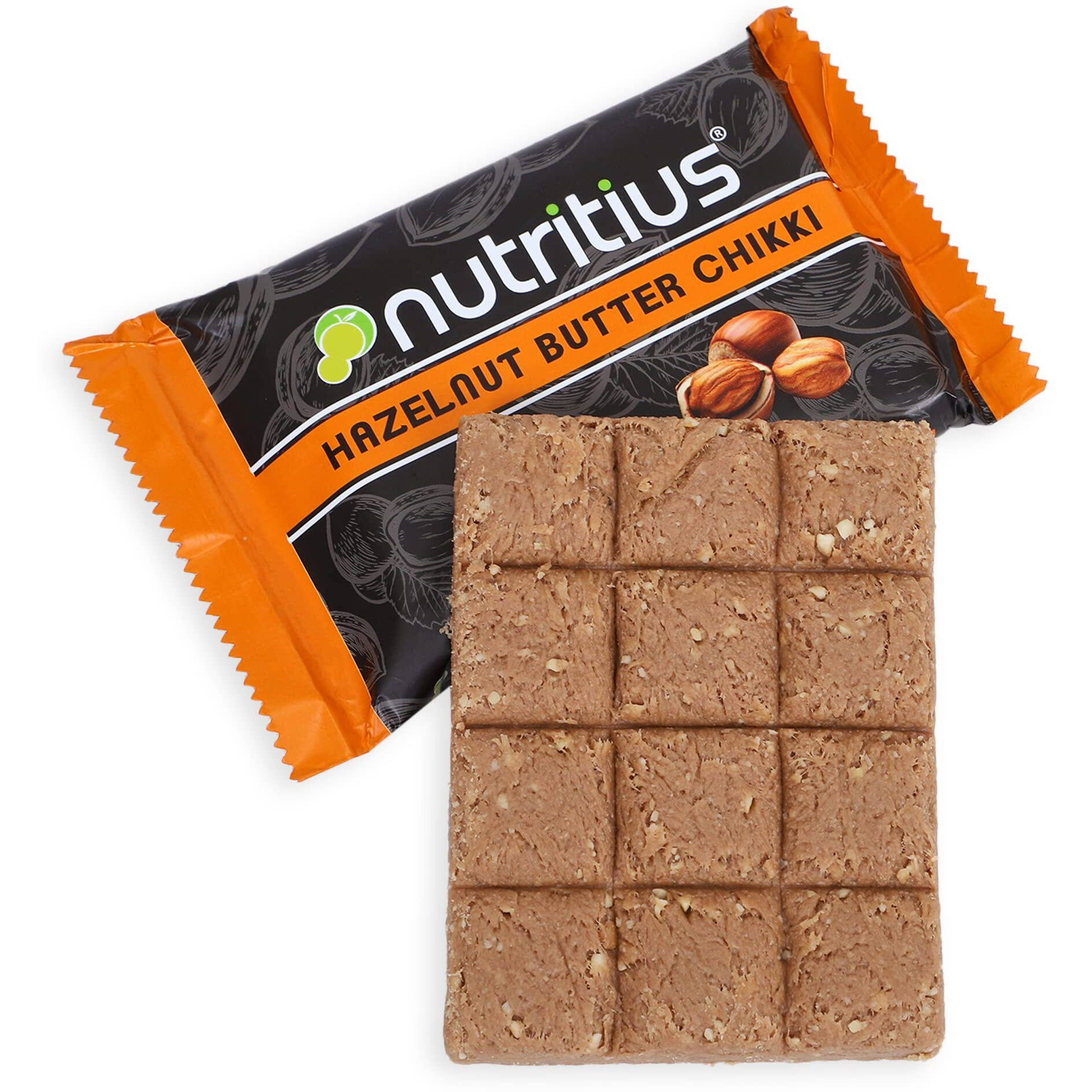 Nutritius Hazelnut Butter Chikki, 125 grams (Pack Of 10) - Family Pack