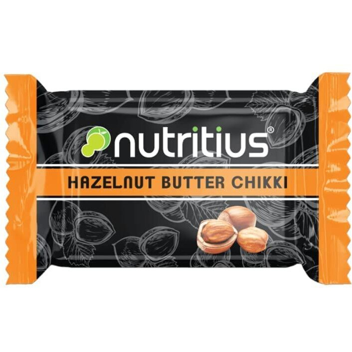 Nutritius Hazelnut Butter Chikki, 125 grams (Pack Of 10) - Family Pack