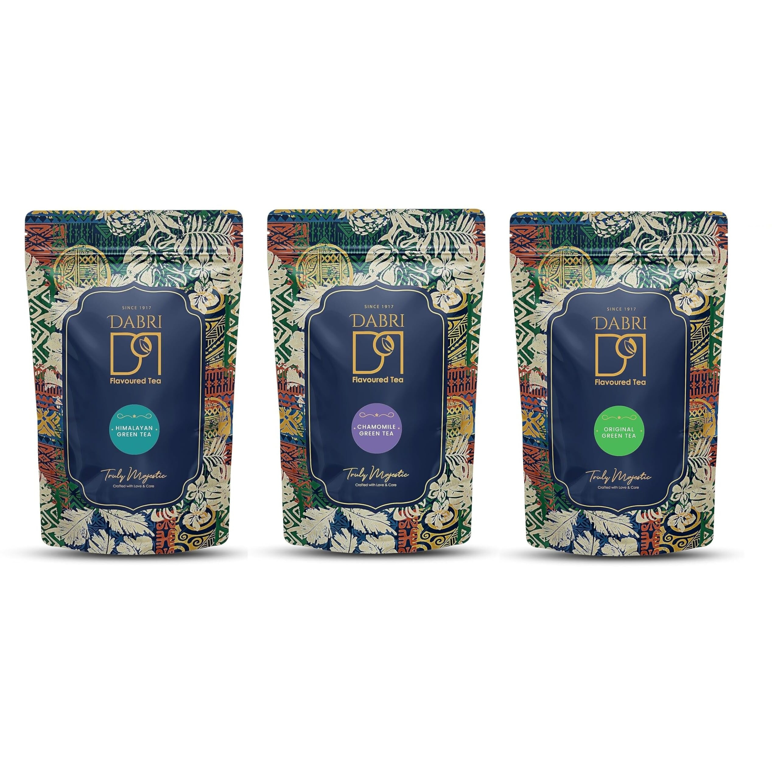 DABRI Green Tea Combo Pouch - (1 X Himalayan Green Tea, 1 X Chamomile Green Tea, 1 X Original Green Tea - Combo of 3, Pouch of 100gm Each)