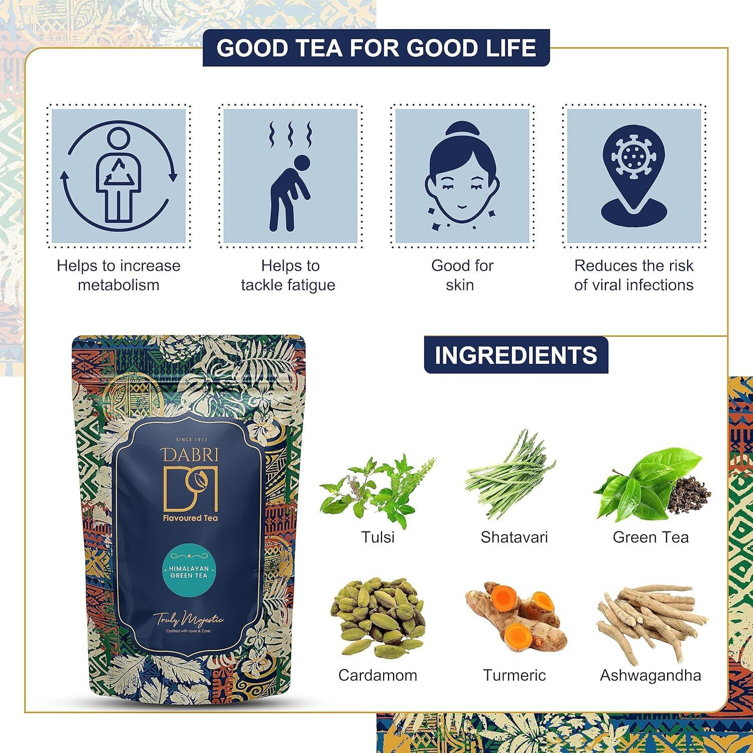 DABRI Green Tea Combo Pouch - (1 X Himalayan Green Tea, 1 X Chamomile Green Tea, 1 X Original Green Tea - Combo of 3, Pouch of 100gm Each)