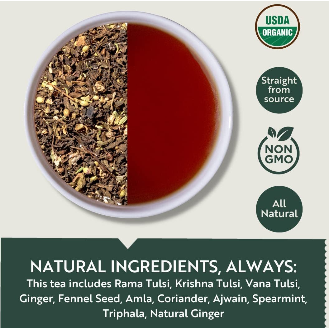 Luxmi Estates Holy Tea 15 Tea Bags (30g) Pack | Certified Organic Tulsi Tea | Decaffeinated | Immunity Booster | Digestion | Herbal Calming Tea