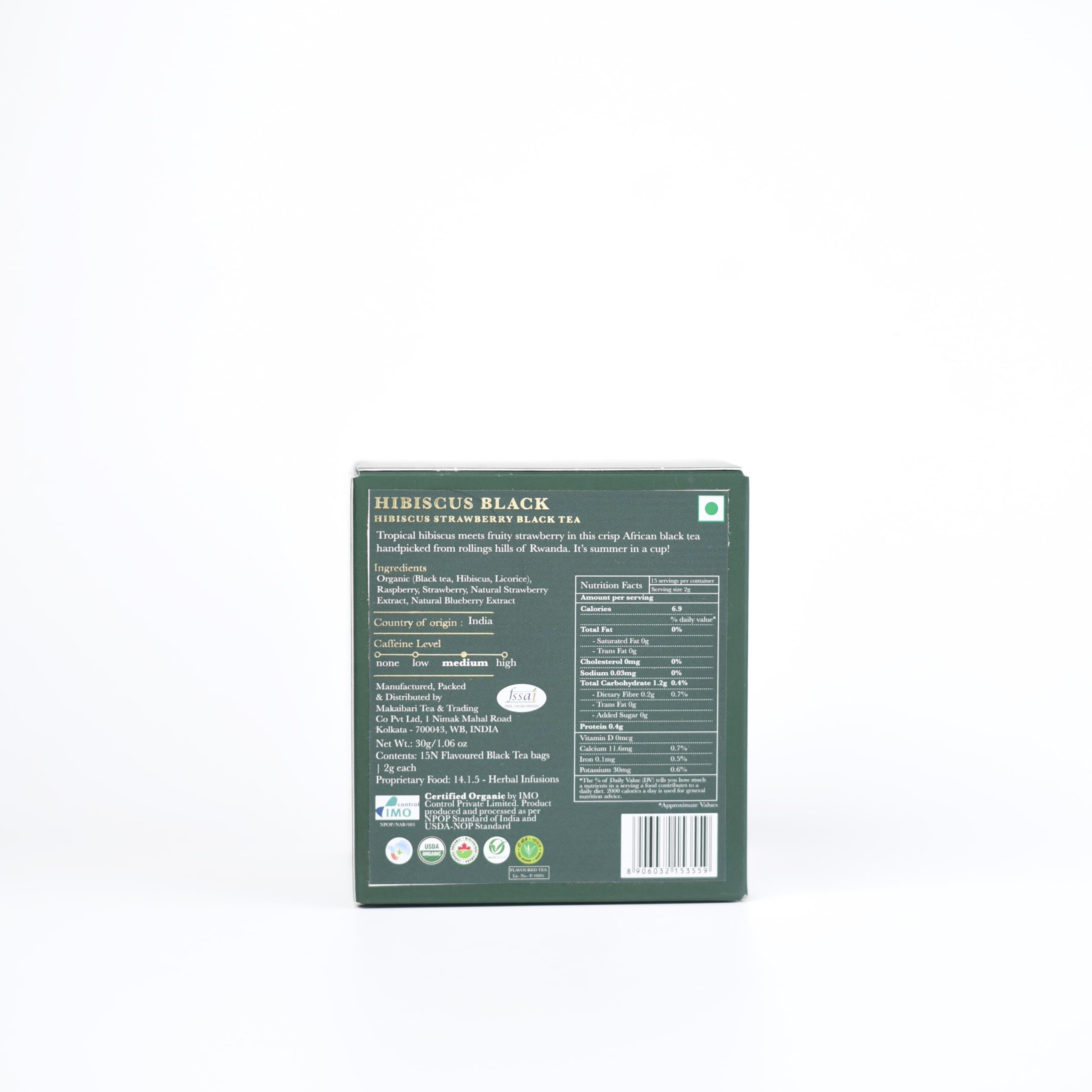 LUXMI Estates Hibis-Kiss Black Tea 15 Teas Bags (30 Gram) Pack | Certified Organic Black Tea | 100% Natural | Hibiscus Strawberry | Lowering Blood Pressure | Brain Health Supporter