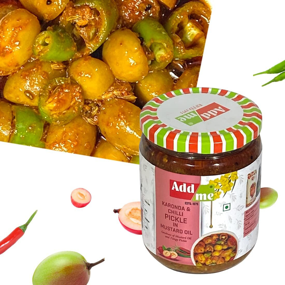Add me Mix Pickle of Karonda and Chilli in Mustard Oil 500g Mirchi AUR karonde ka achar Glass Pack