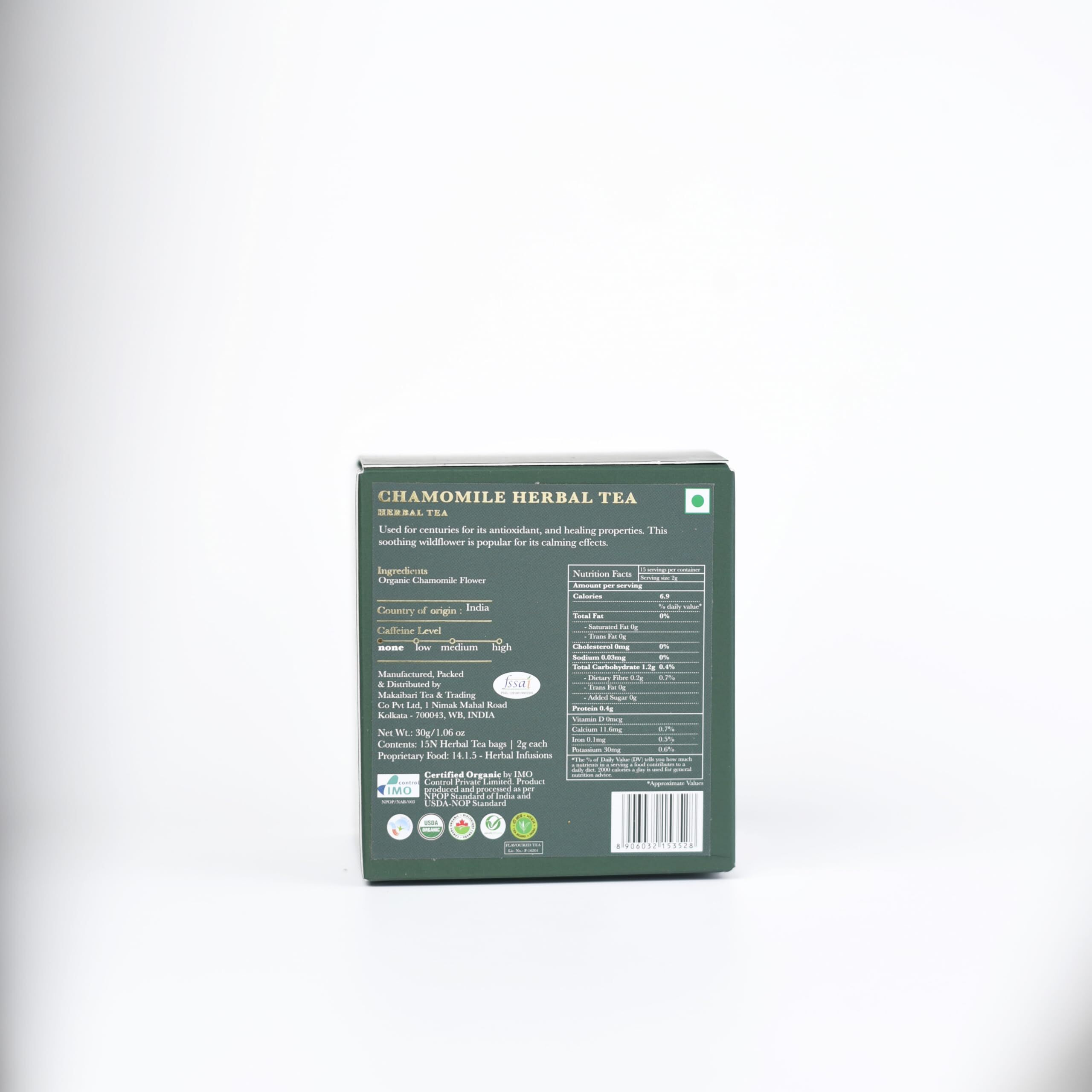 LUXMI Estates Chamomile Herbal Tea 15 Tea Bags (30 Gram) Loose Tea | Herbal Tea | Caffeine-Free | Single Ingredient | 15 Cups Bulk Pack | Organic | Natural