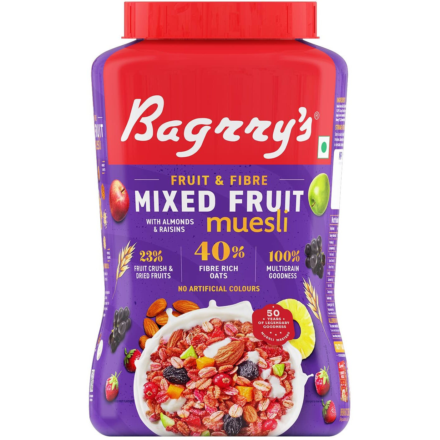 Bagrrys Fruit N Fibre Muesli, Mixed Fruit, 1000g