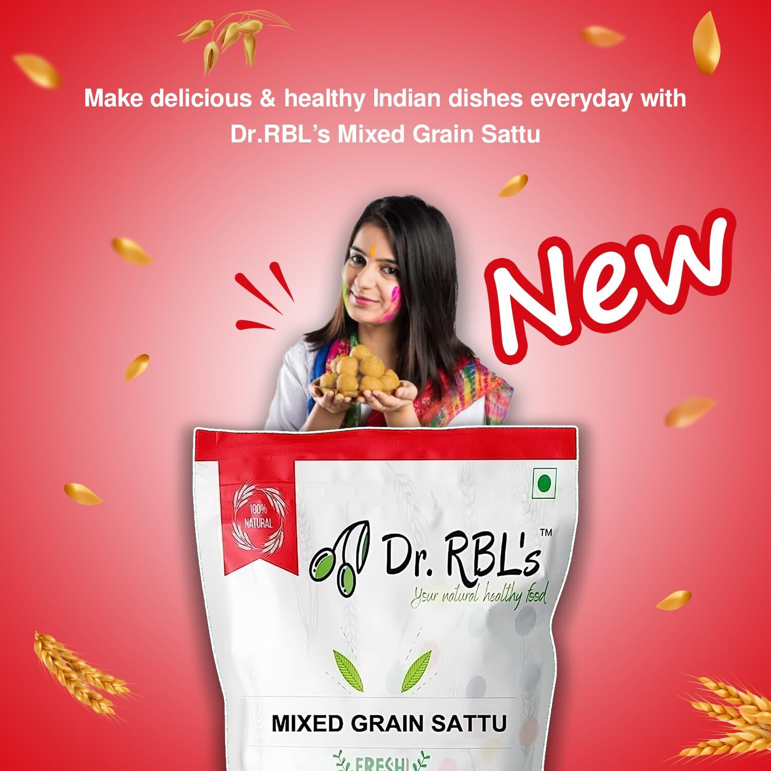Dr. RBLs Sattu Powder | Mixed Grain Sattu Atta - Chana Sattu with Jau | Instant Sattu Drink 100% Natural & Fresh | Fibre - Rich High Protein Sattu Chana Flour (500 Grams)