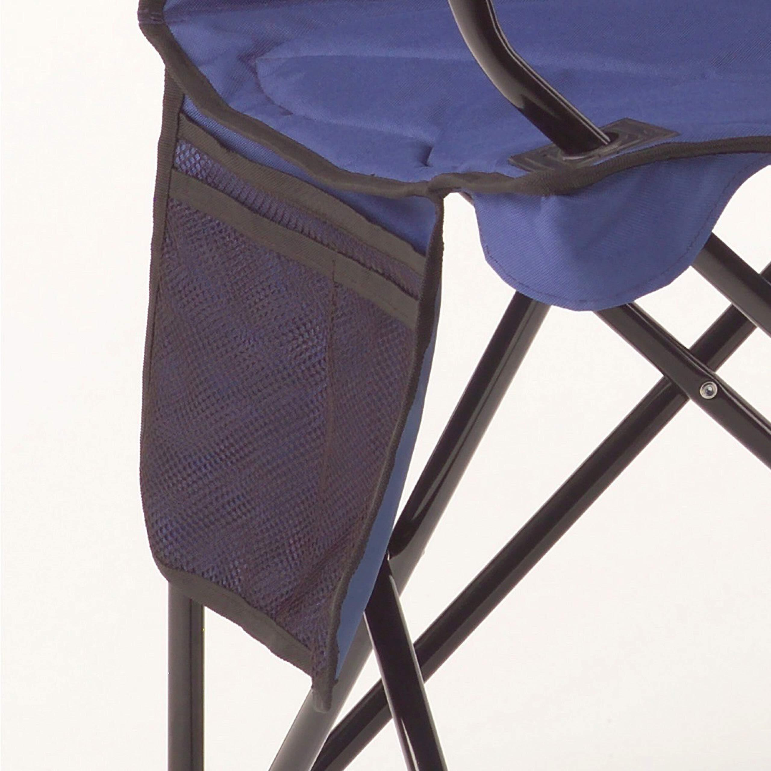 Coleman Polyester Sturdy Foldable Oversized Quad Camping Chair with Attached Can Cooler and Cup Holder (Blue)