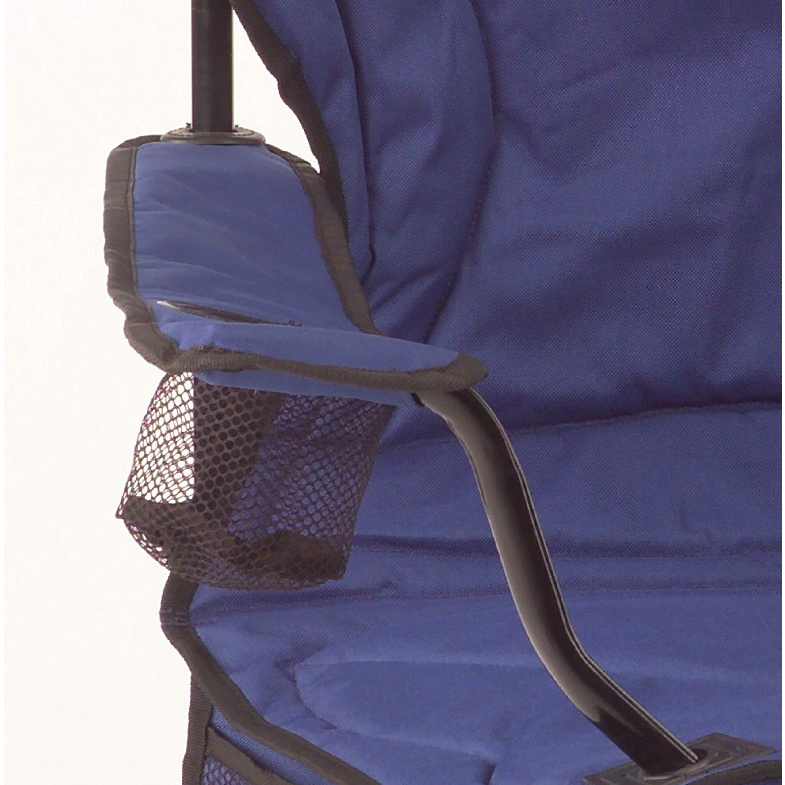 Coleman Polyester Sturdy Foldable Oversized Quad Camping Chair with Attached Can Cooler and Cup Holder (Blue)