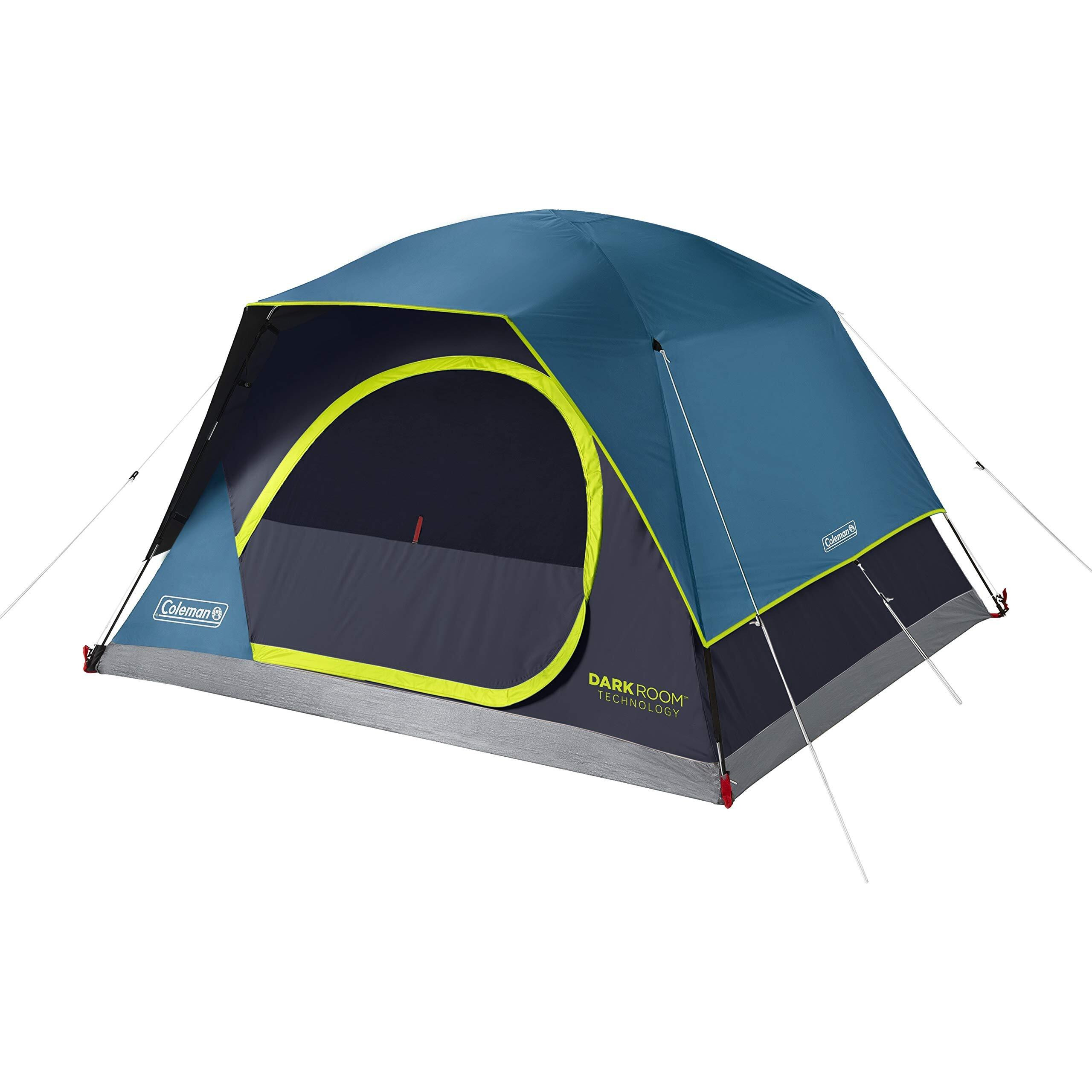 Coleman 4-Person Dark Room SkyDome Camping Waterproof Dome Tent l with More Headroom & 5 Minute Set Up with Fixed Pre-Attached Poles (Get Complimentary 2 Coleman BYOT Camping Nightout Event Passes)