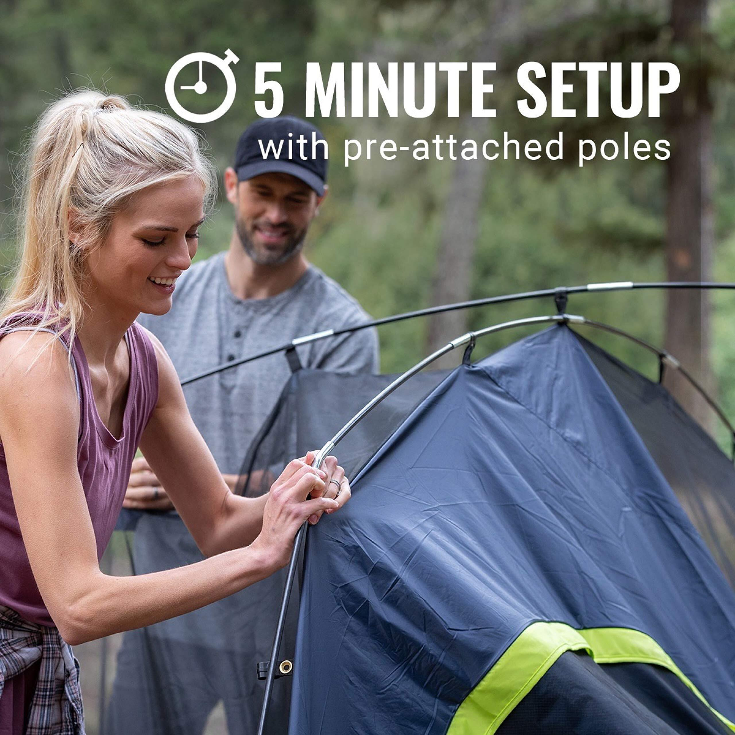 Coleman 4-Person Dark Room SkyDome Camping Waterproof Dome Tent l with More Headroom & 5 Minute Set Up with Fixed Pre-Attached Poles (Get Complimentary 2 Coleman BYOT Camping Nightout Event Passes)