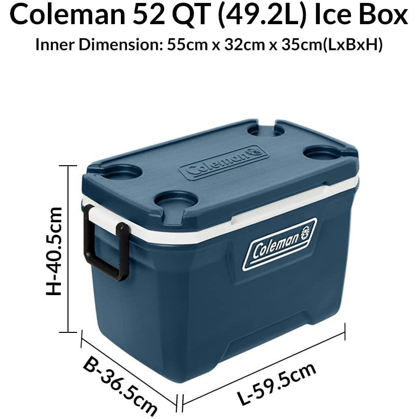 Coleman 52-Quart Hard Ice Cooler I Keeps ice up to 3 Days, Holds up to 80 cans (Space Blue)