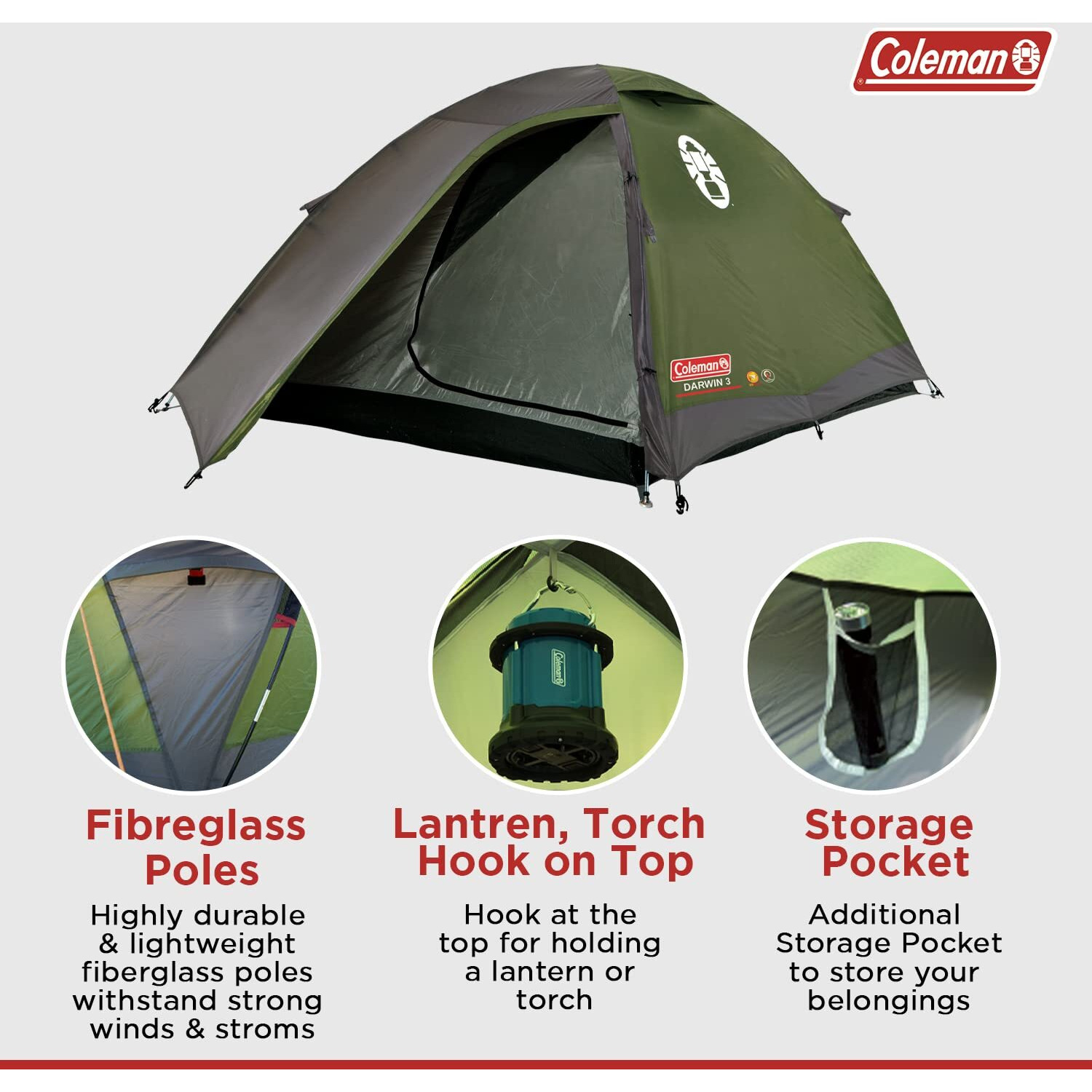 Coleman Polyester Darwin 2 Person Camping Dome Tent, 5-10 Minutes Easy Setup | Full Fly Waterproof Sheet | Suitable for All Season (Get Complimentary 2 Coleman BYOT Camping Nightout Event Passes)