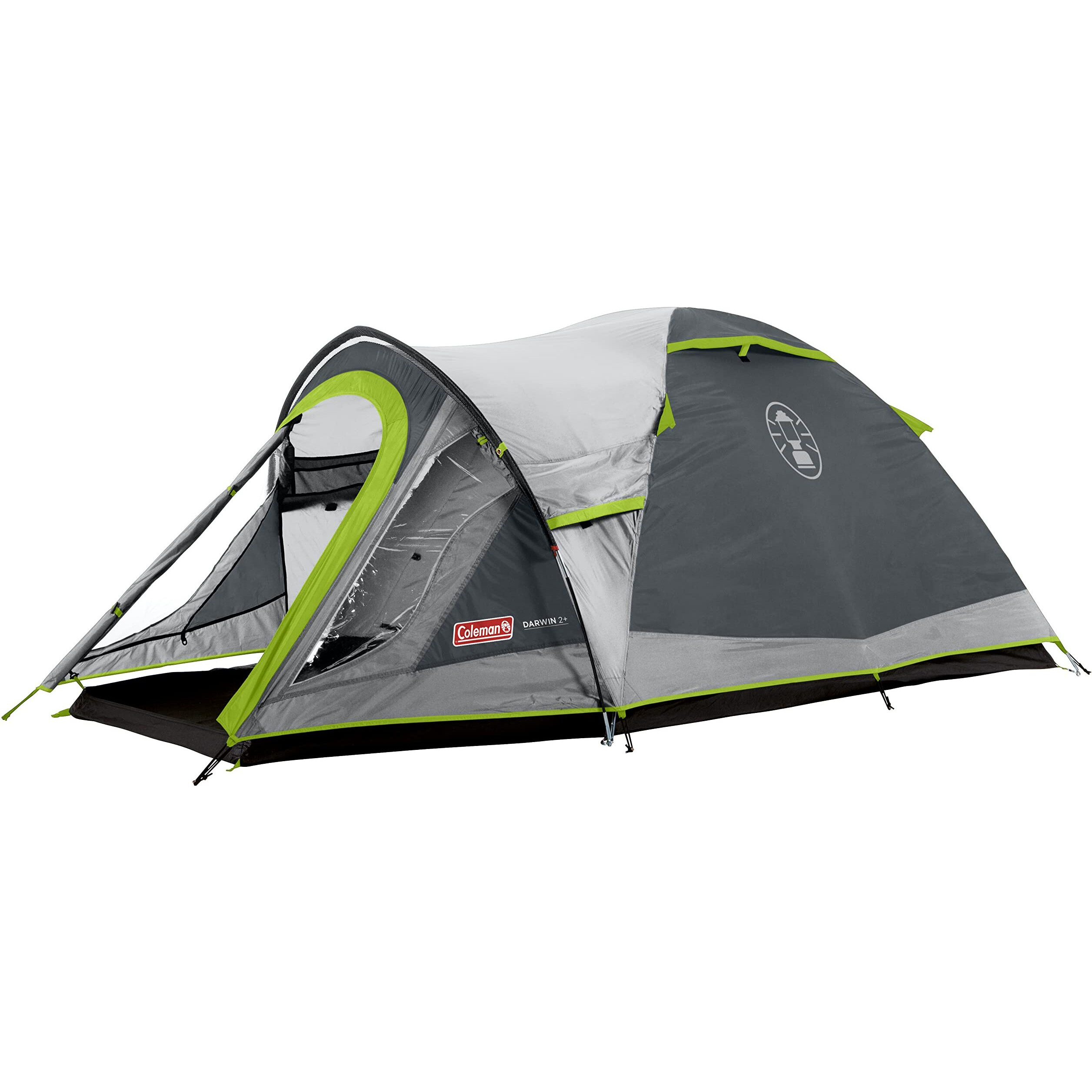 Coleman Darwin 2+ Waterproof Portable Camping Tent with Spacious Porch Tent - for Outdoors, Picnic, Hiking,3000Mm Water Coulmn (Grey) (Get Complimentary 2 Coleman BYOT Camping Nightout Event Passes)