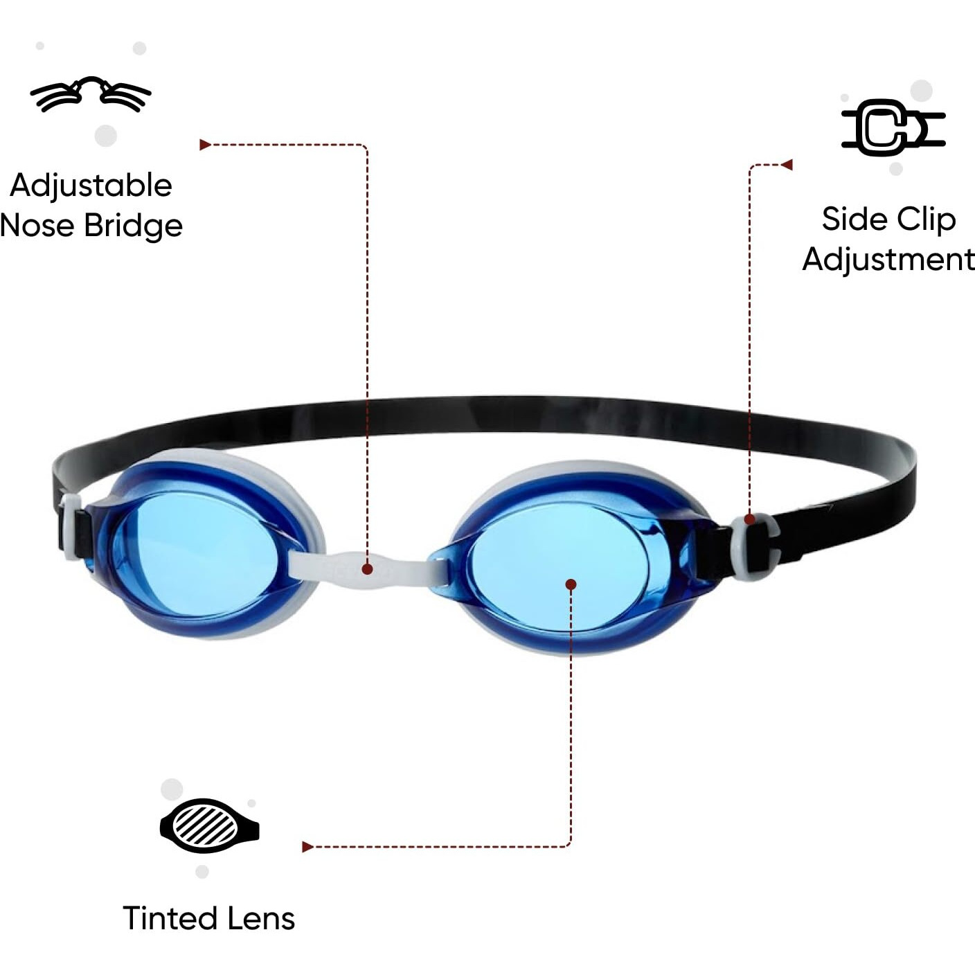 Speedo Unisex Adult Jet Clear-Lens Swim Goggles - Blue & White