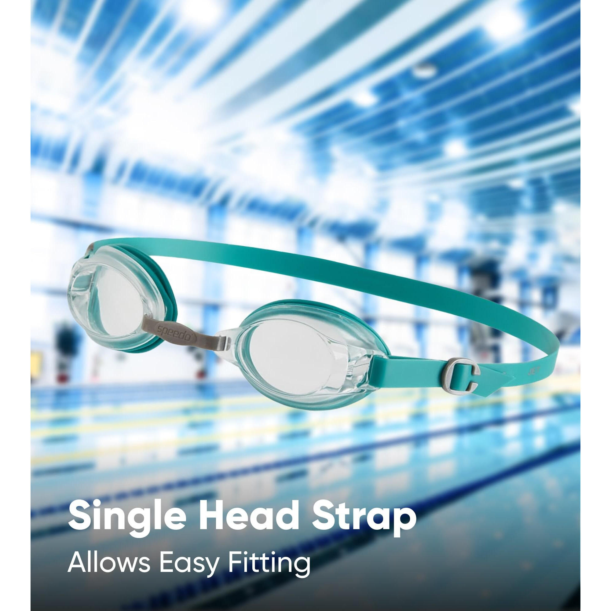 Speedo Unisex Adult Jet Clear-Lens Swim Goggles - Blue & White