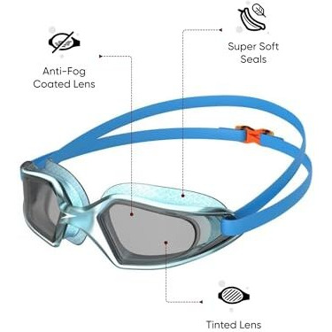 Speedo Unisex Junior Hydropulse Smoke-Lens Goggles - Blue & Smoke