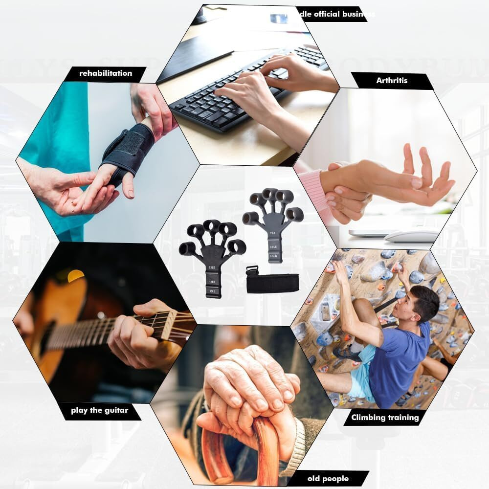 Feora9X Finger Gripper Strength Trainer Yoga Resistance Band Finger Expansion Extension Exerciser For Hand, Finger, And Wrist Muscles Climbing Finger Strengthener Guitar Finger Stretcher Exerciser