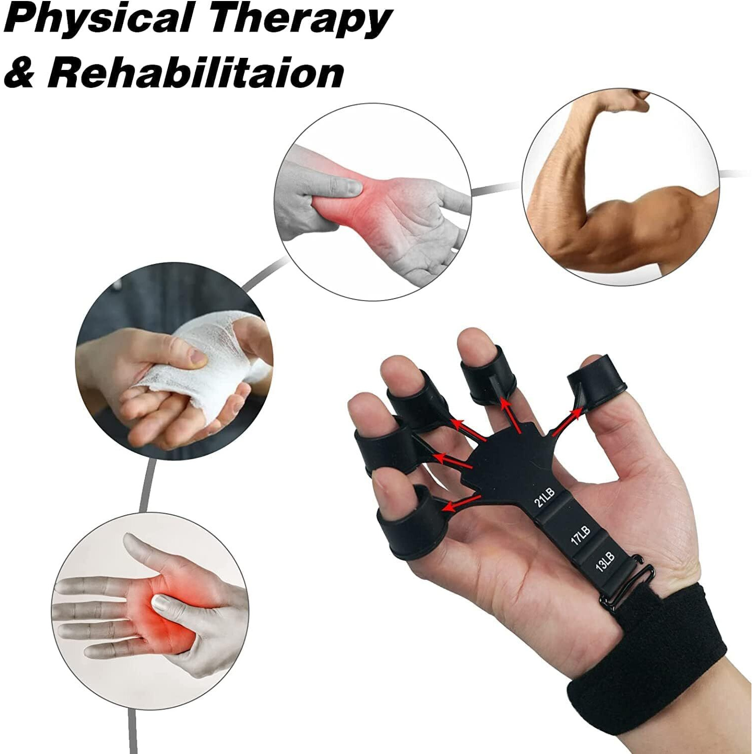 Feora9X Finger Gripper Strength Trainer Yoga Resistance Band Finger Expansion Extension Exerciser For Hand, Finger, And Wrist Muscles Climbing Finger Strengthener Guitar Finger Stretcher Exerciser
