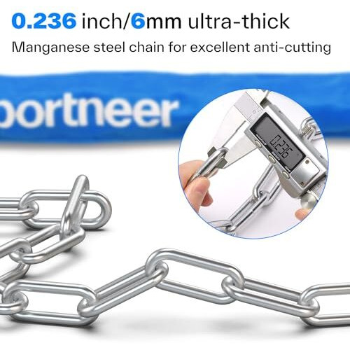 Sportneer Bicycle Chain Lock Alloy Steel 5-Digit Resettable Combination Anti-Theft Bike Metallic Locks Bike Chain Cable Locks Bicycle Lock