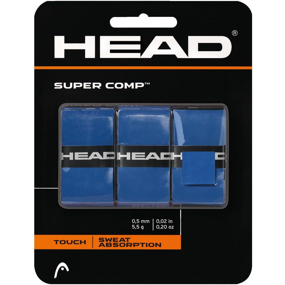 Head Super Comp Tennis Overgrip, Colour - Blue, (Pack of 3)