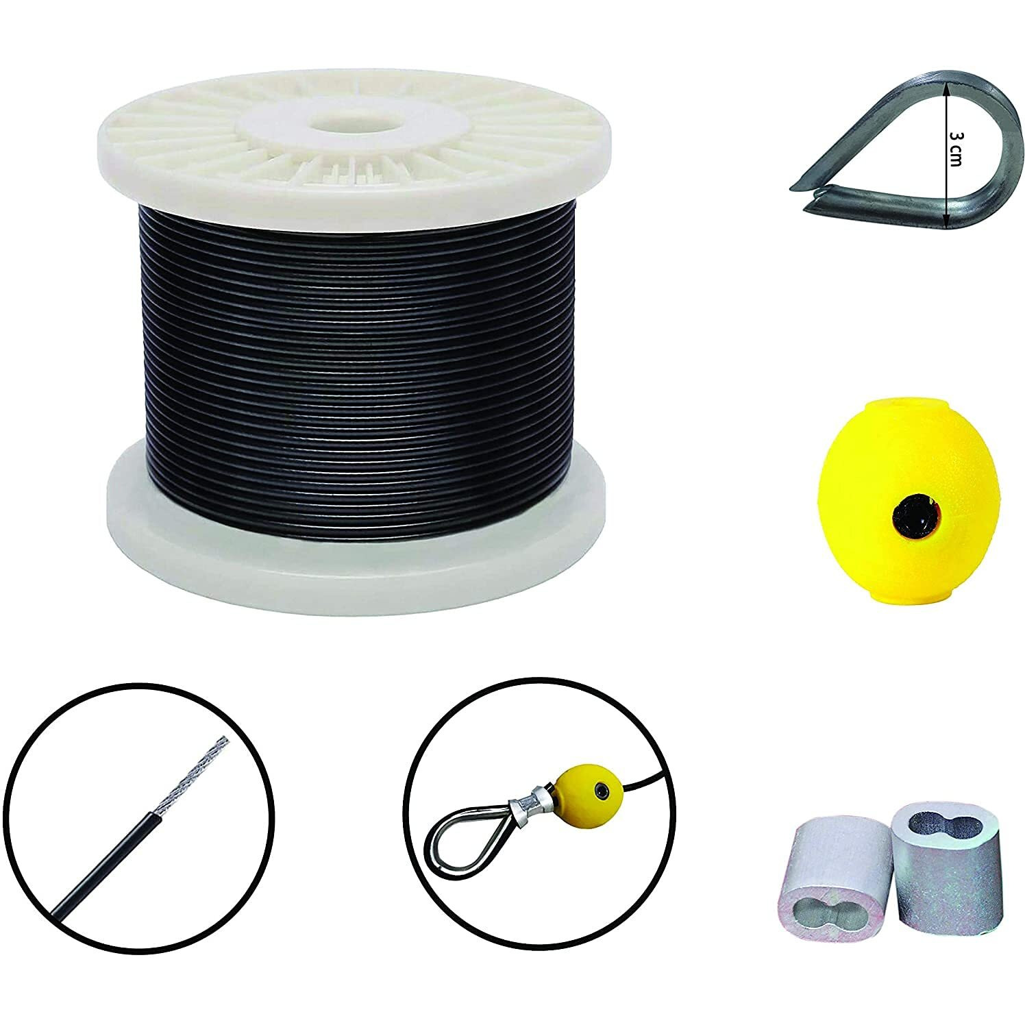 MTU ONLINE STORE gym machine cable wire with complete locking system (6MM 10 METER)