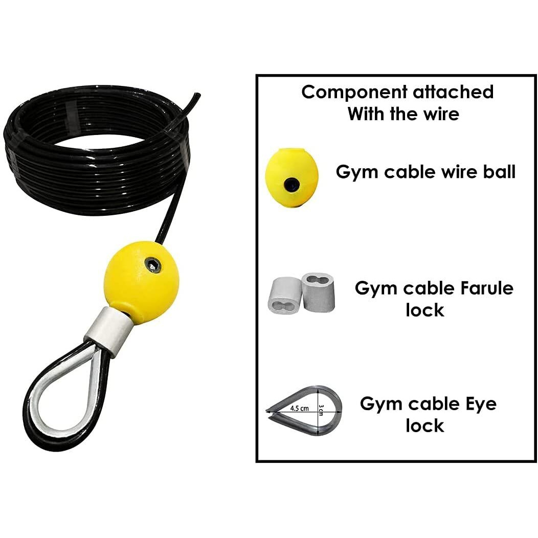 MTU ONLINE STORE gym machine cable wire with complete locking system (6MM 10 METER)