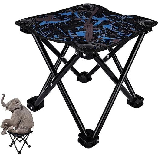Juprev Camping Chair Ultralight Camping Chair Max Load 100Kg Portable Lightweight Chair Outdoor Fishing Picnic Beach Seat Folding Oxford Cloth Stool Chairs (Small) - Fabric, Multicolor