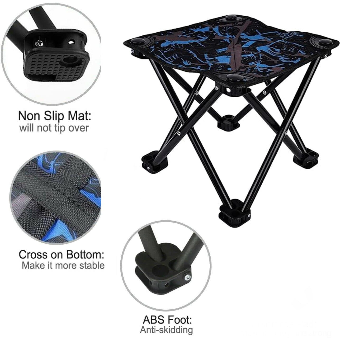 Juprev Camping Chair Ultralight Camping Chair Max Load 100Kg Portable Lightweight Chair Outdoor Fishing Picnic Beach Seat Folding Oxford Cloth Stool Chairs (Small) - Fabric, Multicolor