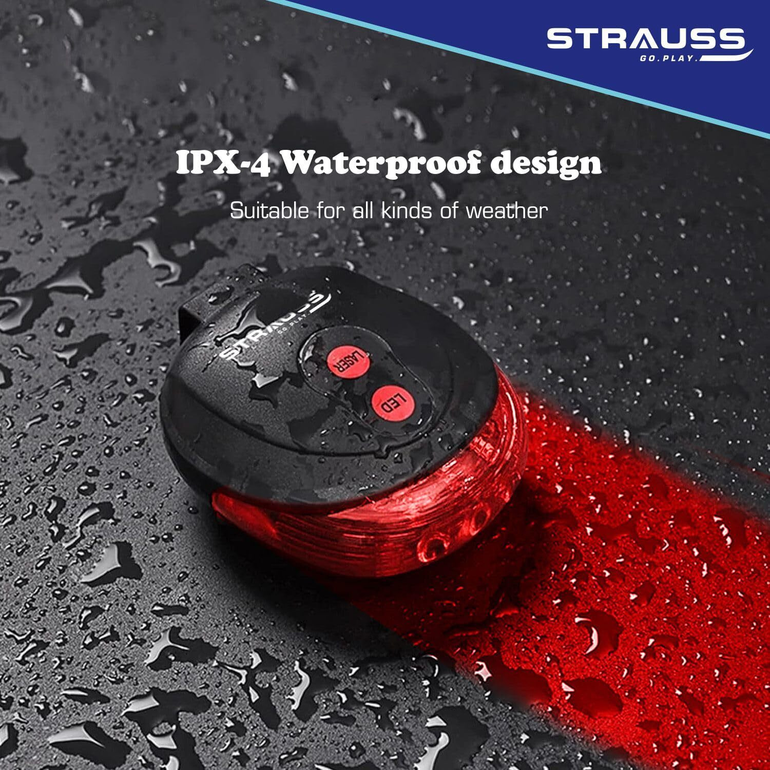 Strauss Bicycle Flash Tail Light with Laser, (Black)