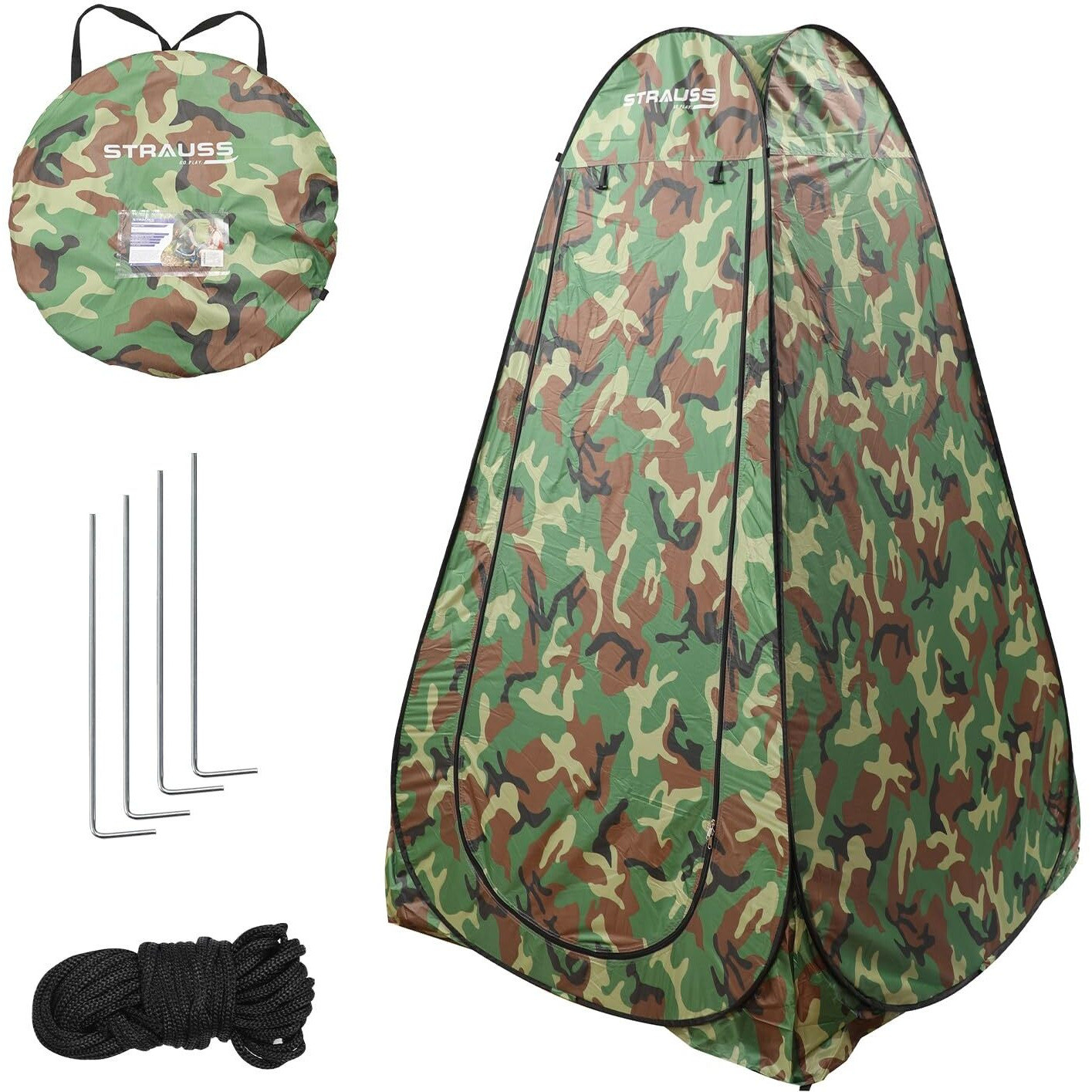 STRAUSS Polyester Portable Pop Up Cloth Changing Tent Or Toilet Tent With Carry Bag | For Camping, Beach Shower, Clothes Changing, Dressing Room For Travelling Outdoor | 1 Person,(Military Green)