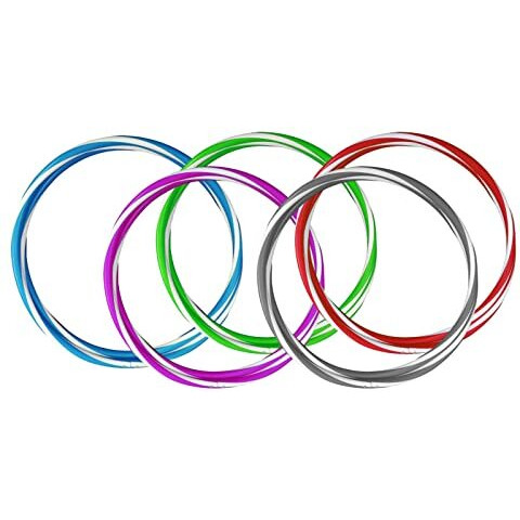 FitFix 30-Inch Collapsible Helix Dual Colour Traveller Hula Hoop - Portable Fitness Fun On-The-Go - Lightweight, Durable, and Versatile Exercise Hoop for Adults and Kids - Includes Carry Bag - Ideal for Exercise, Yoga, and Flow Arts - Perfect for Travel and Outdoor Workouts (Pack Of 5 Pcs)