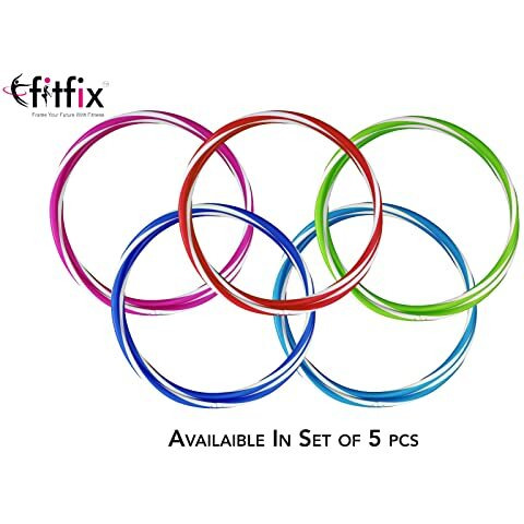 FitFix 30-Inch Collapsible Helix Dual Colour Traveller Hula Hoop - Portable Fitness Fun On-The-Go - Lightweight, Durable, and Versatile Exercise Hoop for Adults and Kids - Includes Carry Bag - Ideal for Exercise, Yoga, and Flow Arts - Perfect for Travel and Outdoor Workouts (Pack Of 5 Pcs)