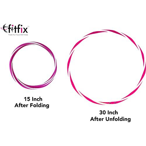 FitFix 30-Inch Collapsible Helix Dual Colour Traveller Hula Hoop - Portable Fitness Fun On-The-Go - Lightweight, Durable, and Versatile Exercise Hoop for Adults and Kids - Includes Carry Bag - Ideal for Exercise, Yoga, and Flow Arts - Perfect for Travel and Outdoor Workouts (Pack Of 5 Pcs)