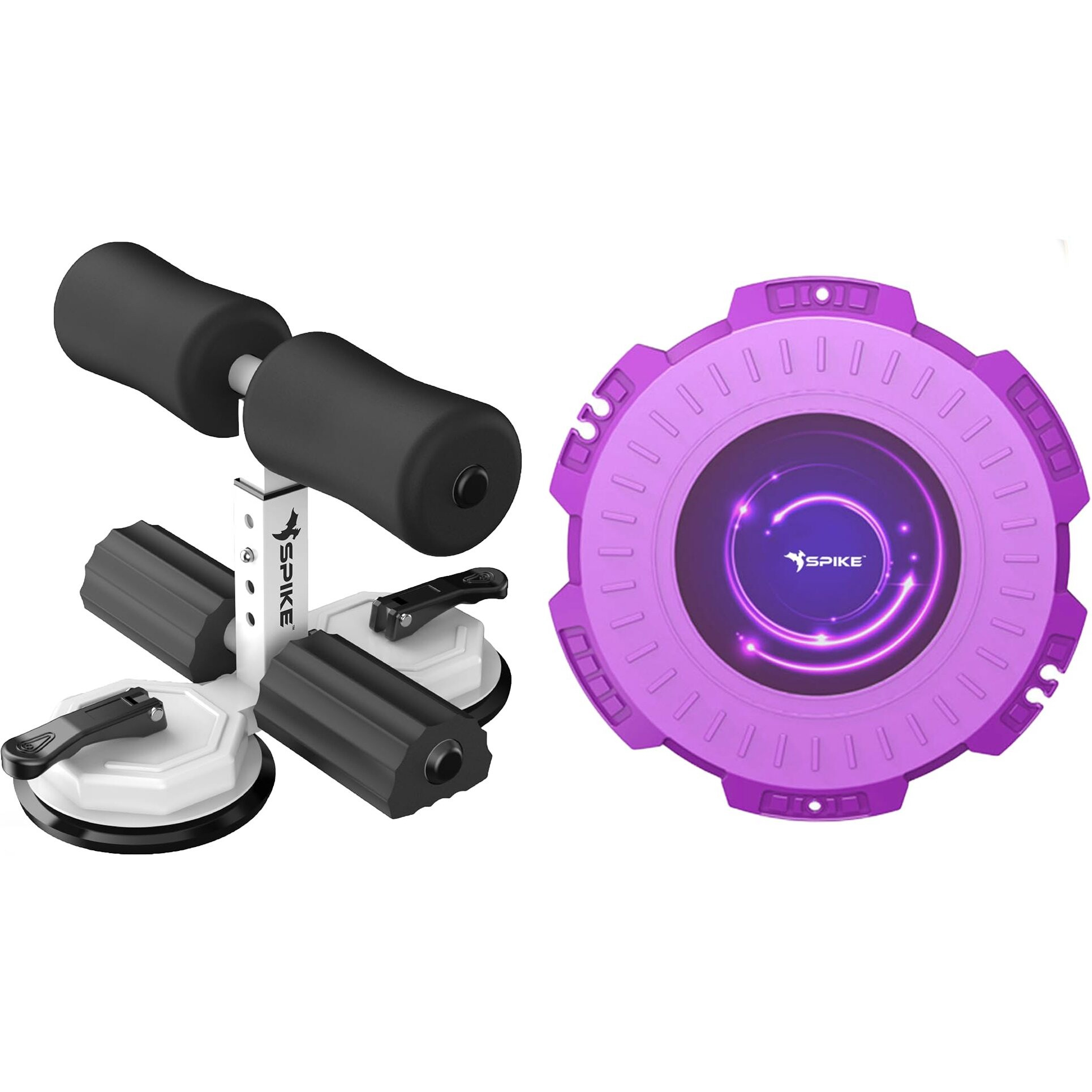 SPIKE Ab Exercise And Tummy Trimmer Combo With Double Suction Cup Sit-Up Bar For Abdominal Exercis Leg Muscle Training Arm Muscles Exercise Adjustable Ab Exercise For Men And Women, Multicolor