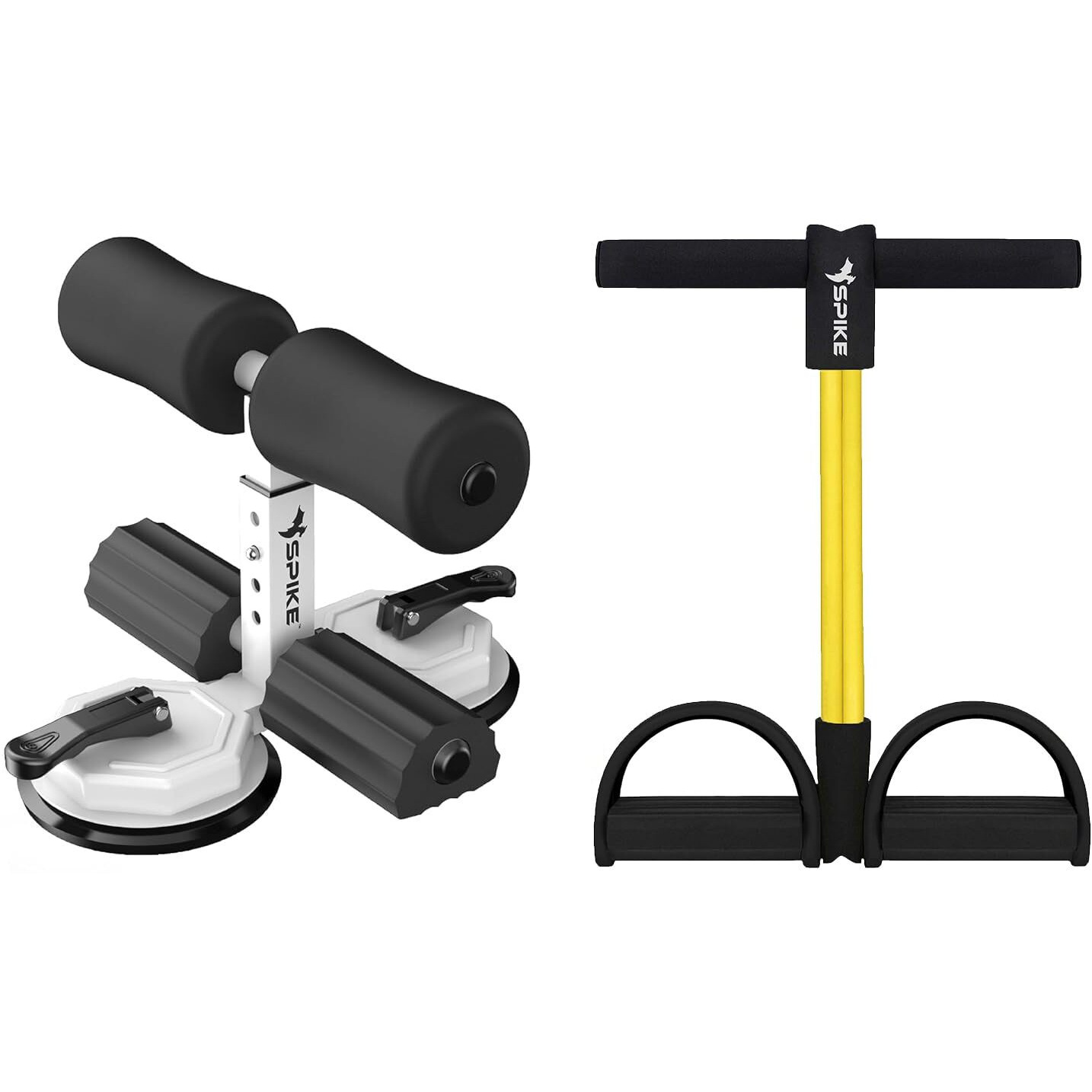 Spike Ab Exercise and Spike Tummy Trimmer with Double Suction Cup Sit-Up Bar for Abdominal Exercis Leg Muscle Exercise Ab Exercise for Men and Women (Spike Ab Exerciser + Spike Tummy Trimmer)